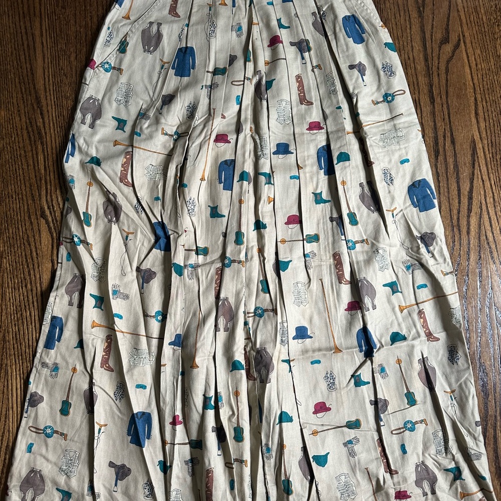 Ruff Hewn Cream Maxi A-Line Skirt with Pleats